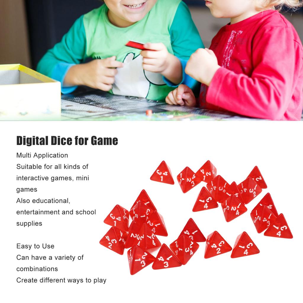25pcs Digital Dice Transparent Educational Triangular Number Teaching Dice for Interactive Game