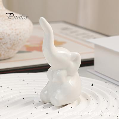 Statua Słonia Mini Ceramiczna Figurka Słonia Mały Element Centralny na Półkę Stół do Salonu Sypialni Dekoracja Domu