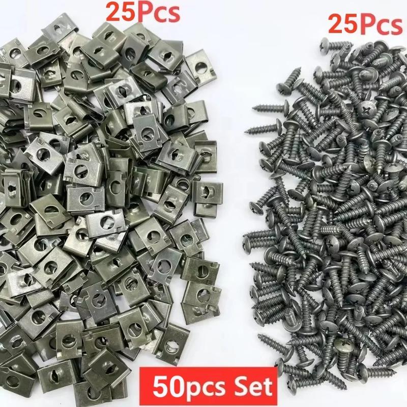 100 Stück - 10 Stück Gemischt Auto Metallschraube Gewindeschneidschraube Befestigungsclip U-Typ Clip mit Schraube Rostschutz Clip Schraubverschluss Blech