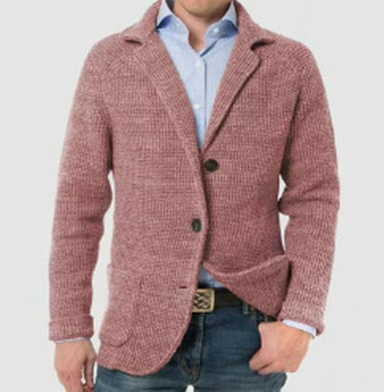 Men's Casual Long Sleeve Solid Color Knit Jacket