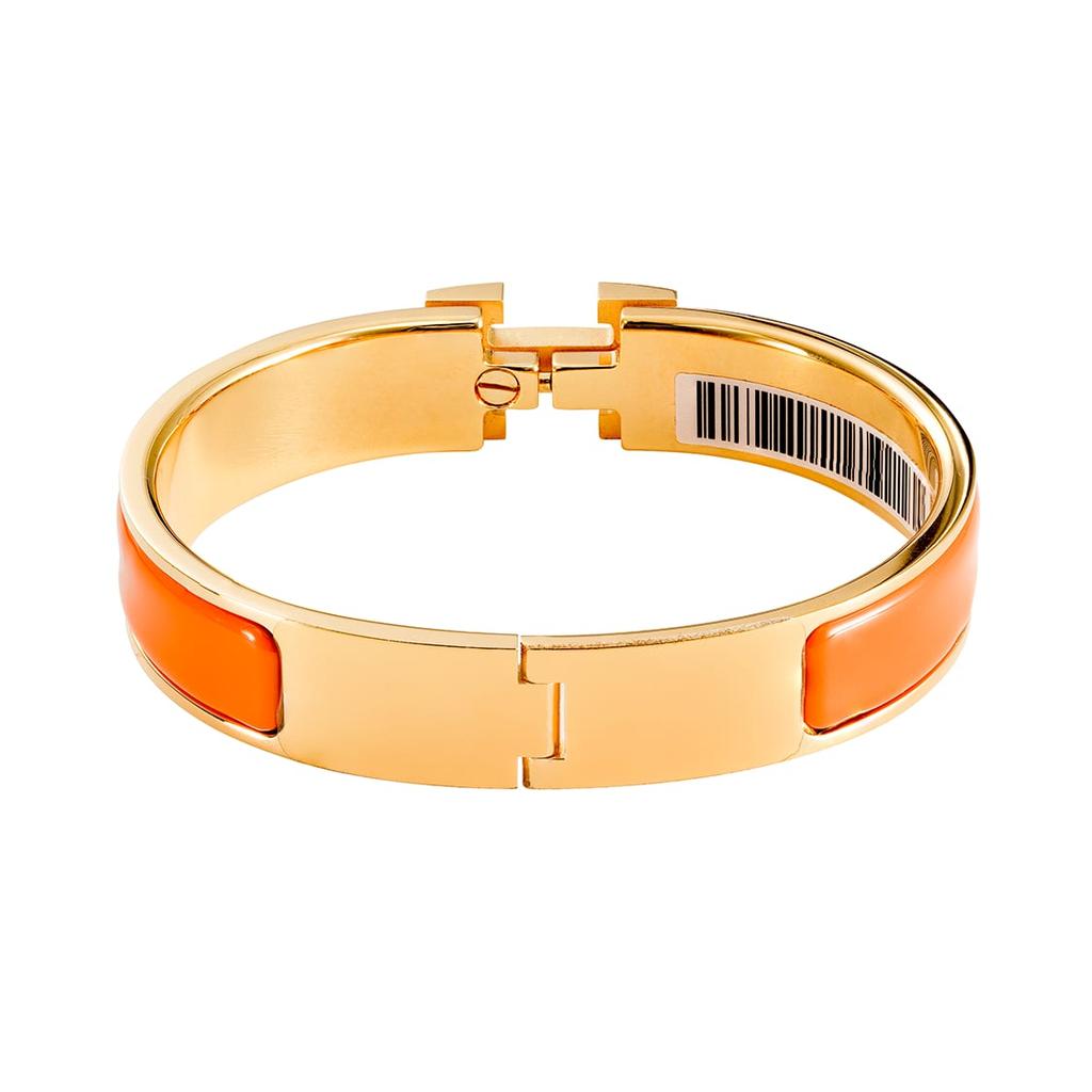 Hermes Clic H Bangles Unisex Orange Gold H700001F8APM