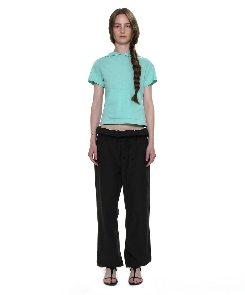 PARTIMENTO WOMEN Two-Way Frill Turnover Waist Pants_Black
