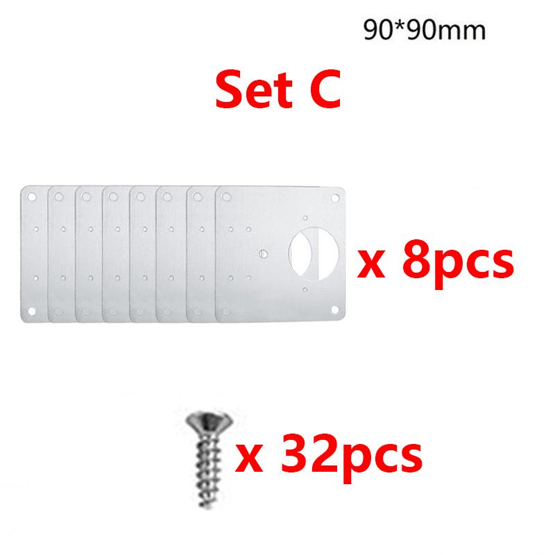 Cabinet Hinge Hole Repair Kit Stainless Steel Hinge Fixing Plate Kit Wardrobe Cupboard Hinges Board Reinforced Mounting Bracket