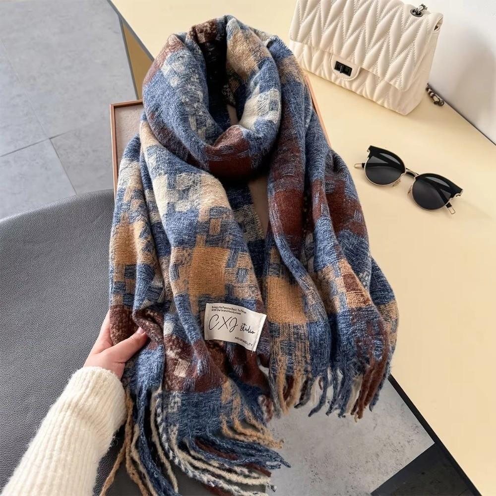 Versatile Plaid Scarf Soft Warm Wrap New Tassel Shawl  Autumn Winter
