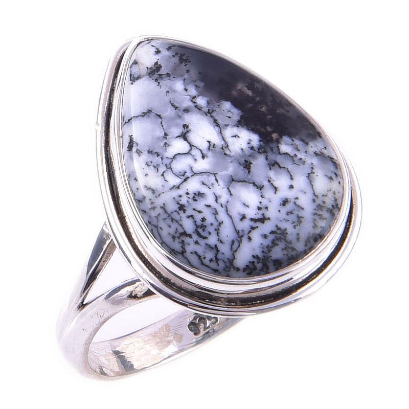 Natural Dendrite Opal Gemstone Handmade 925 Solid Sterling Silver Ring S.10 D2c47