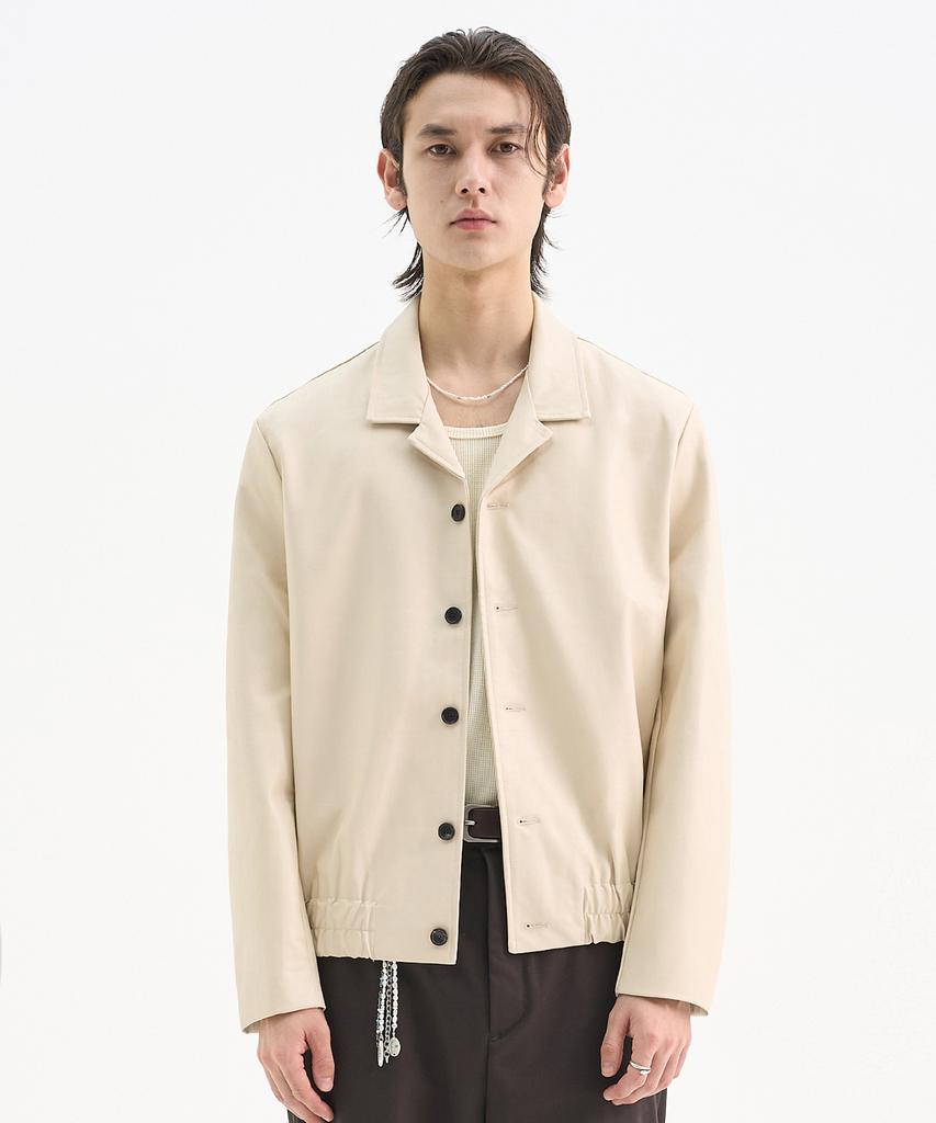 Trip Le Sens Open Collar Leather Blouson_Brown