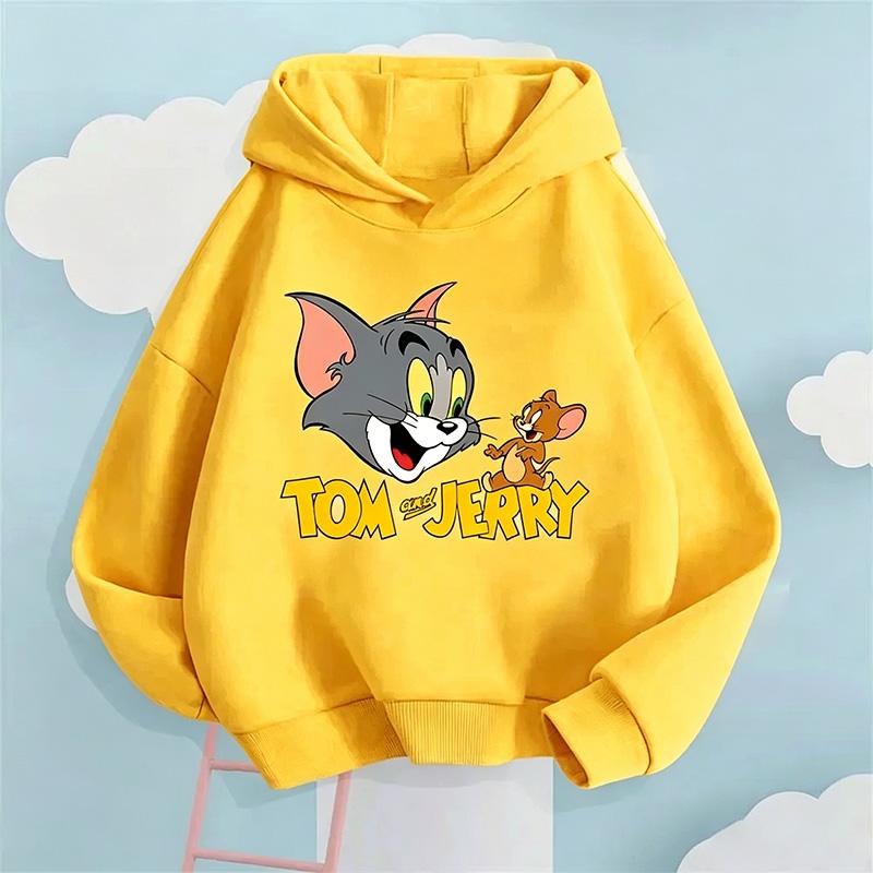 2026 Kids Hoodie 4 To14 Y Tom Tom Jerry Pullover Cartoon Children Hoodie Boys Girls Teen Spring Autumn Style Pullover