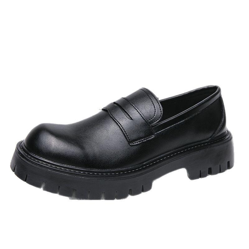 2025 Thick-Soled Black Height-Boost Men's Casual Slip-On Loafers