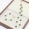 Elegant 18K Gold Beaded Necklace & Flower Bracelet in Titanium Steel