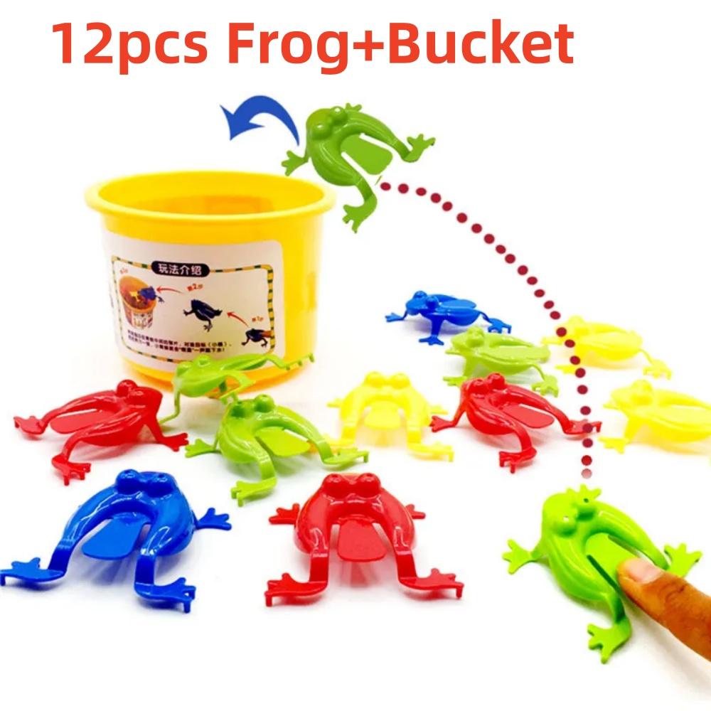 

12pc Press Jumping Frog Bouncing Toy for Children to Relieve Stress Birthday Gift Parent Child Interaction Hand Eye Coordination