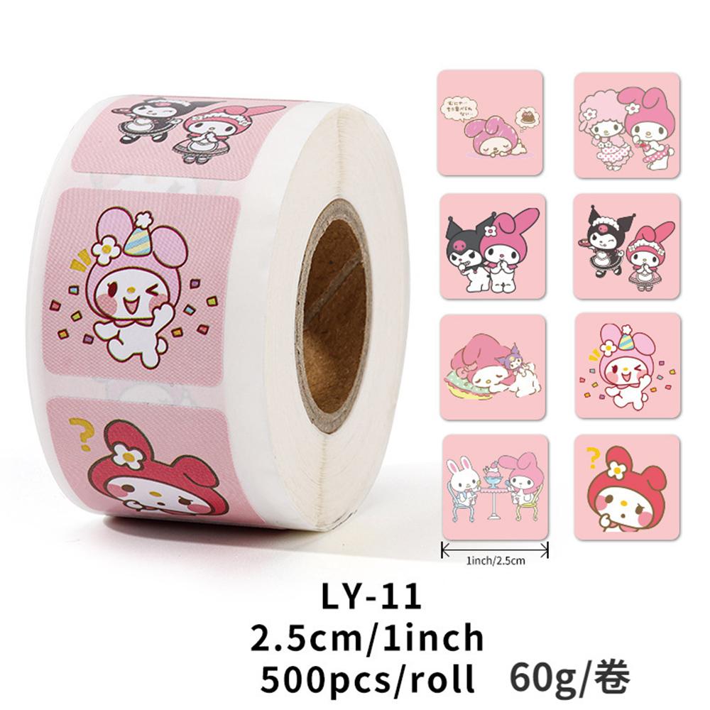 500PCS Cute Kuromi Pochacco My Melody Cartoon Stickers Roll Laptop Scrapbook Phone Diary Kawaii Aesthetic Sticker Decal Kids Toy