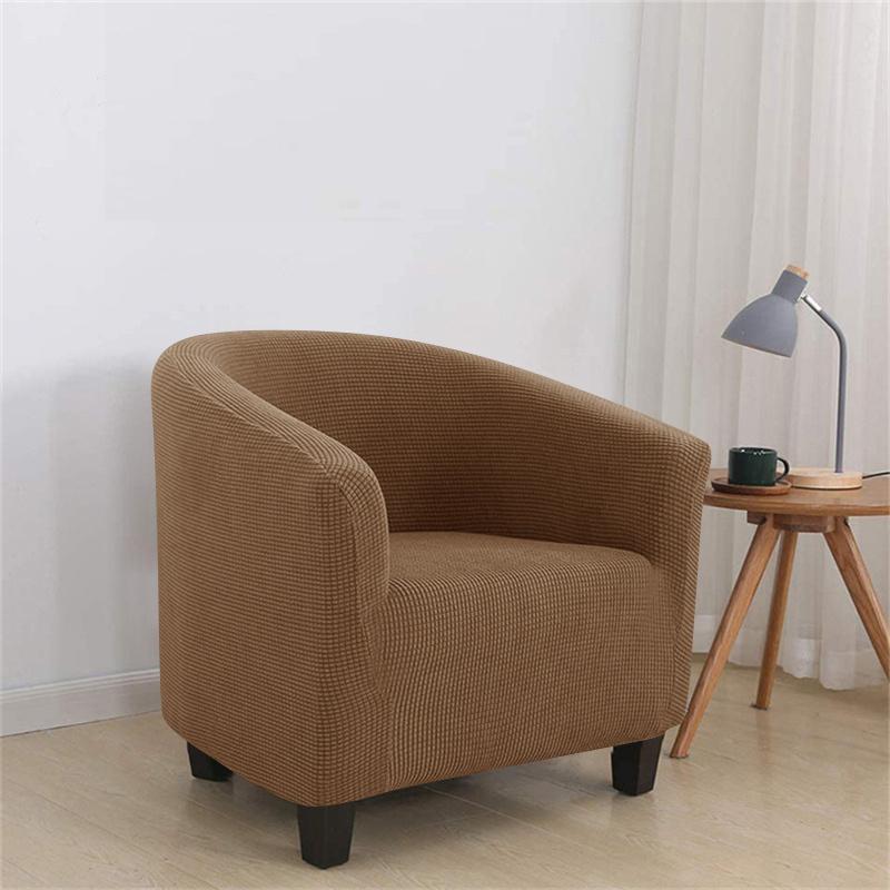 1PC Elastic Club Chair Slipcover Polar Fleece Armchair Cover Solid Color Single Tub Sofa Cover for Living Room Bar Home Hotel