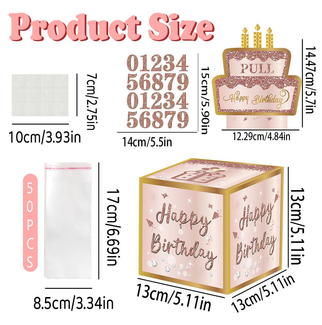 

Pink Gold Digital Number Gift Box With Storage For Birthday Parties And Celebrations