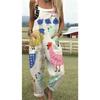 Women's Sleeveless Mid Rise 3D Digital Print Loose Casual Overalls Jumpsuit For Summer