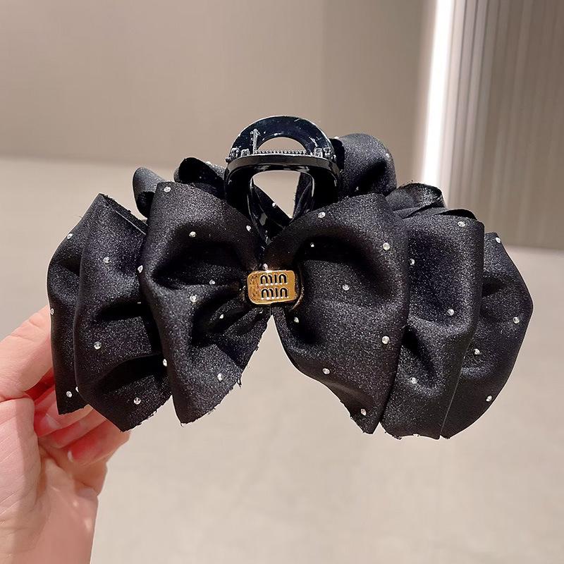 Elegant Retro Satin Bow Hair Clip for Women - Perfect for Low Ponytails and Head Ornaments