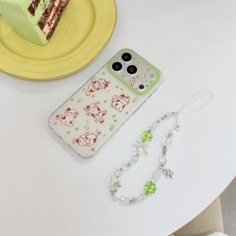 Fresh Green Floral iPhone 17/16 Pro Max/15 Pro Cat Phone Case - Premium Quality