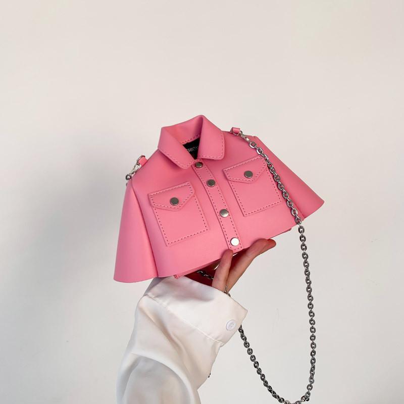 Trendy Pu Square Shape Shoulder Bag With Chain Strap Clothing Appearance Design For Daily Fashion