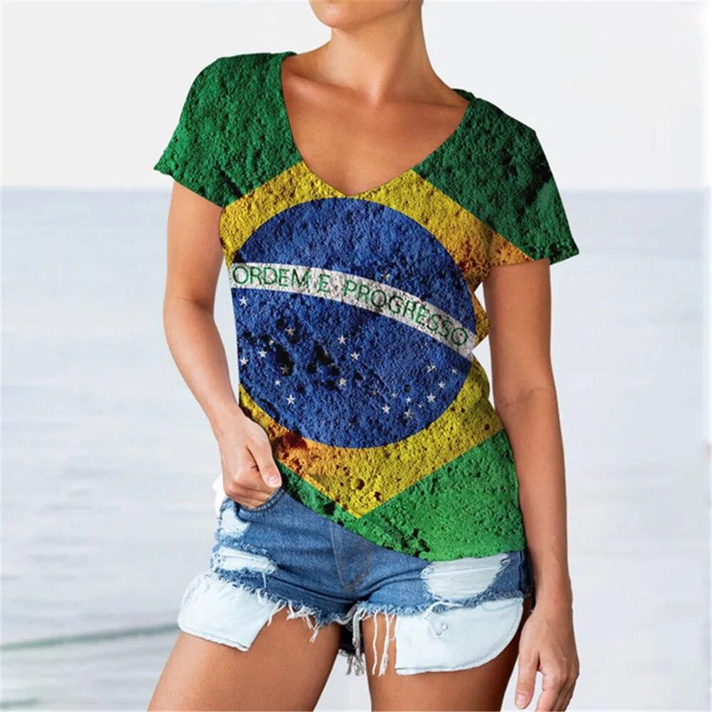 

Пуловер Harajuku Жіночі футболки Тварина з 3D-принтом Літній стиль V-подібним вирізом для моди Зручний повсякденний короткий рукав XXL