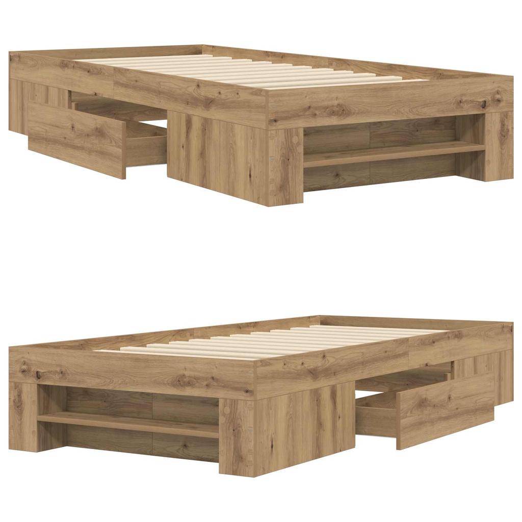Bed Frame with Storage Craft Oak 80 X 200 Cm