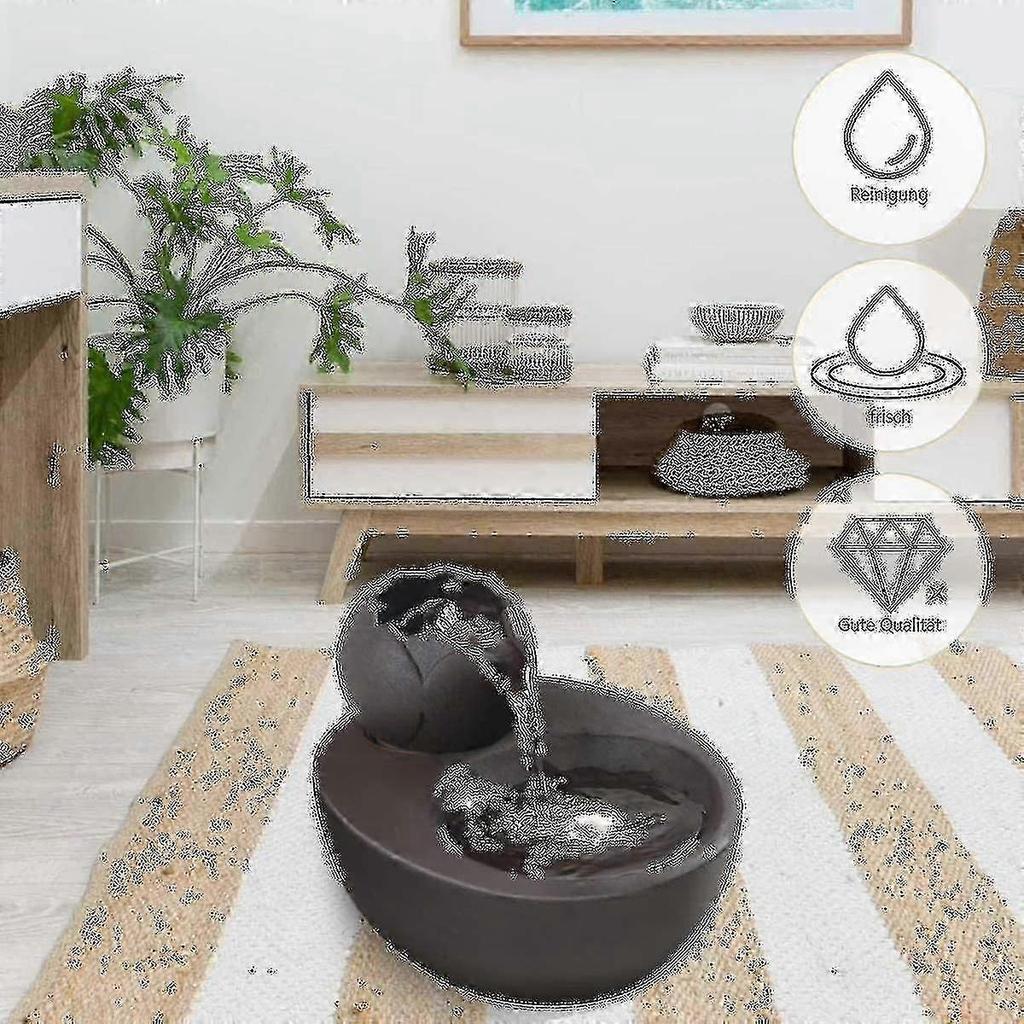 Cat Drinking Fountain, Silent Quiet Cat Water Dispenser Ceramic, Black Ta