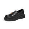 Augustine platform loafers women's 2025 new autumn black soft-soled single shoes commuter British style small leather shoes