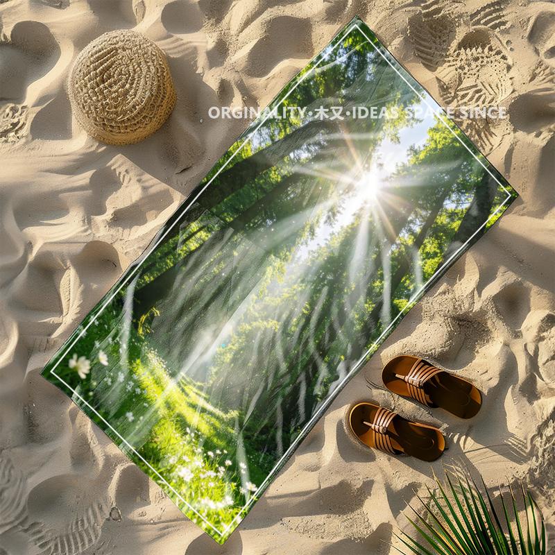 Sonniger Wald Druck Strandtuch Gemustert Sonnenschutz Und Winddicht Geeignet Für Schwimmbad Camping Reise Decke