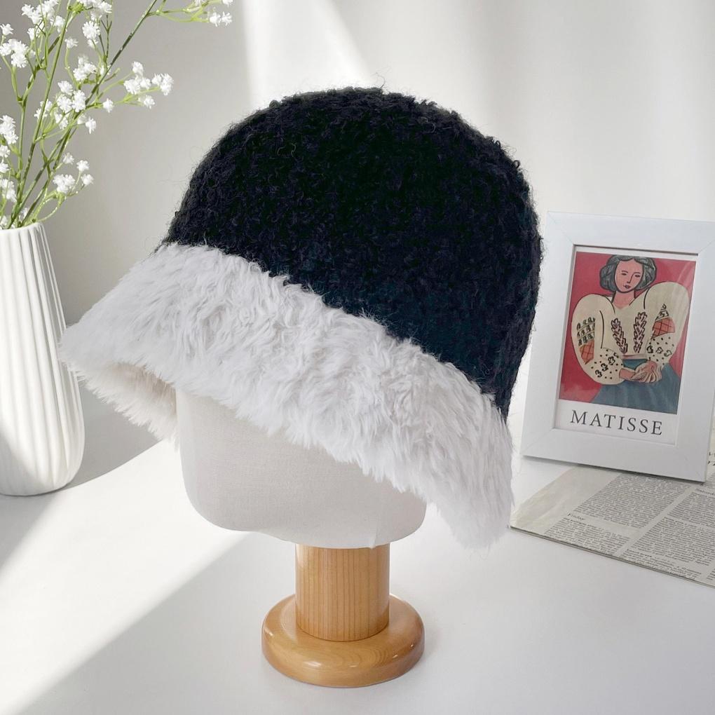 Women's and Men's Daily Poggle Fur Color Block Bucket Hat