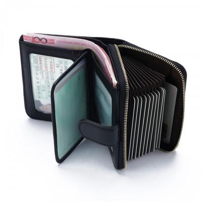 Genuine Leather RFID Blocking Wallet Men Women Short Slim Card Holder ID Case With Zipper