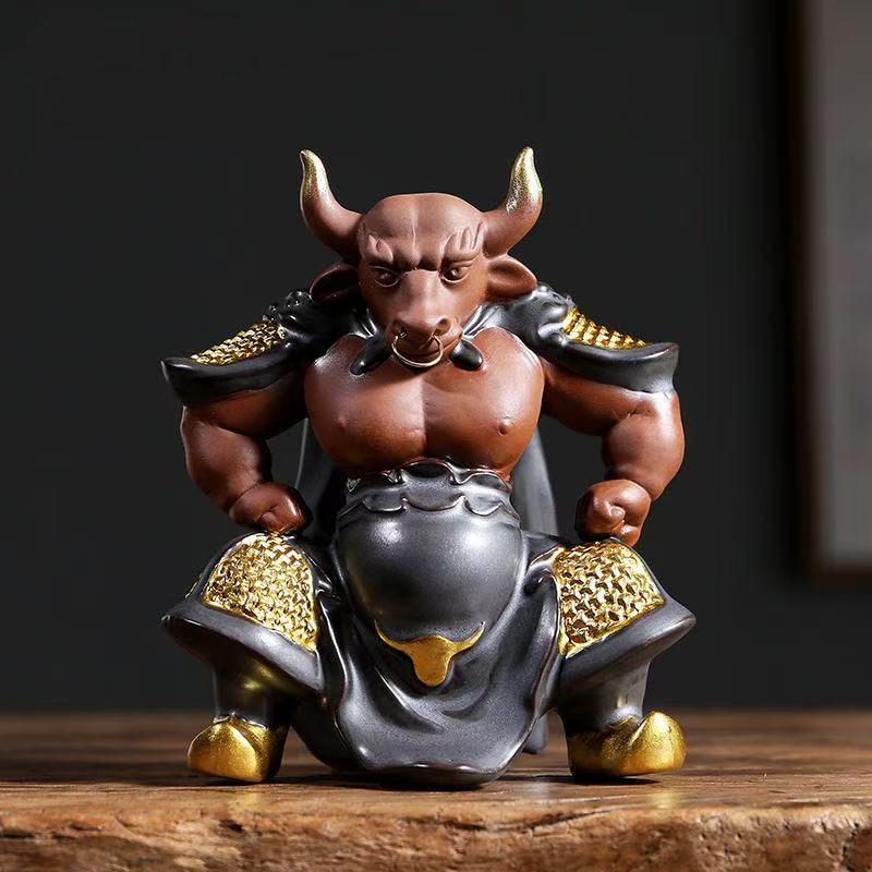 Ceramics Bull Demon King Statue Chinese mythology Characters from TV's Journey to the West Home, Office Decoration Accessories