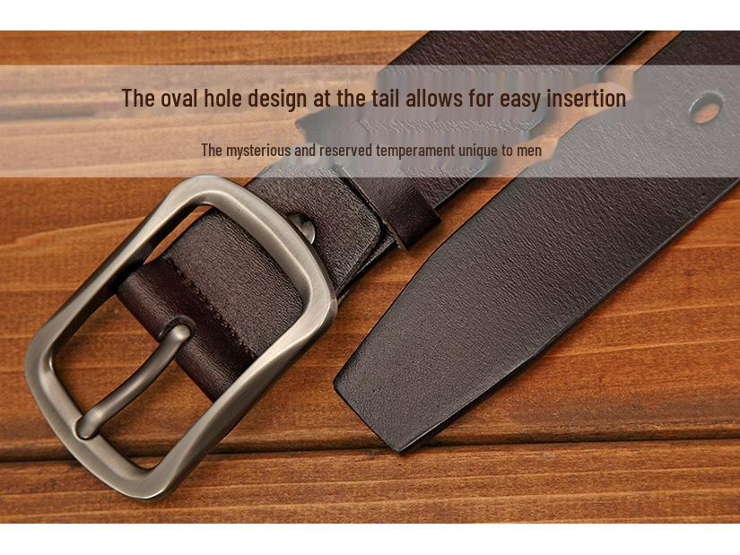 Men's Genuine Leather Pin Buckle Retro Belt - Casual Cowhide Style