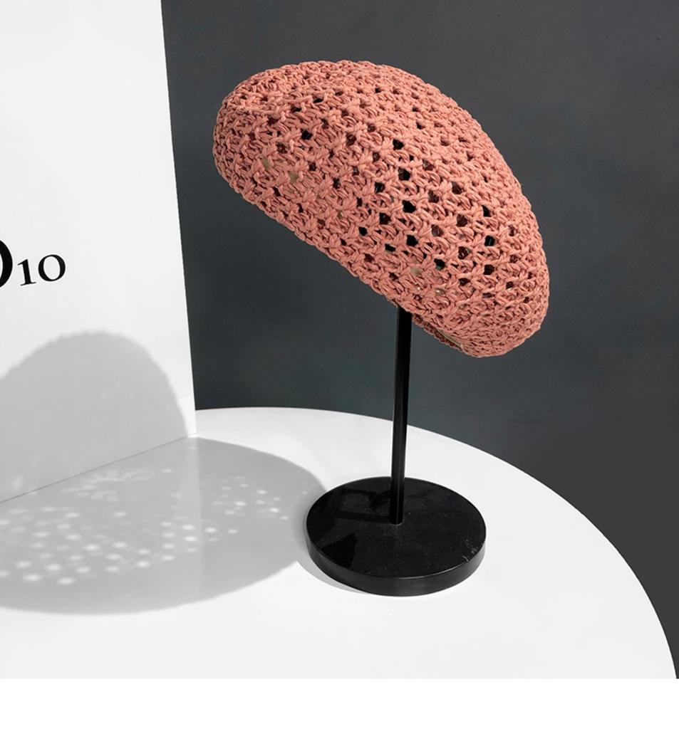 Japanese Simple Versatile Beret Children Summer Thin Hollow Straw Bud Hat Internet Celebrity British Painter Hat