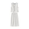 Chuyu Women's Old Money Style Micro-Wrinkle Vest & Skirt Set