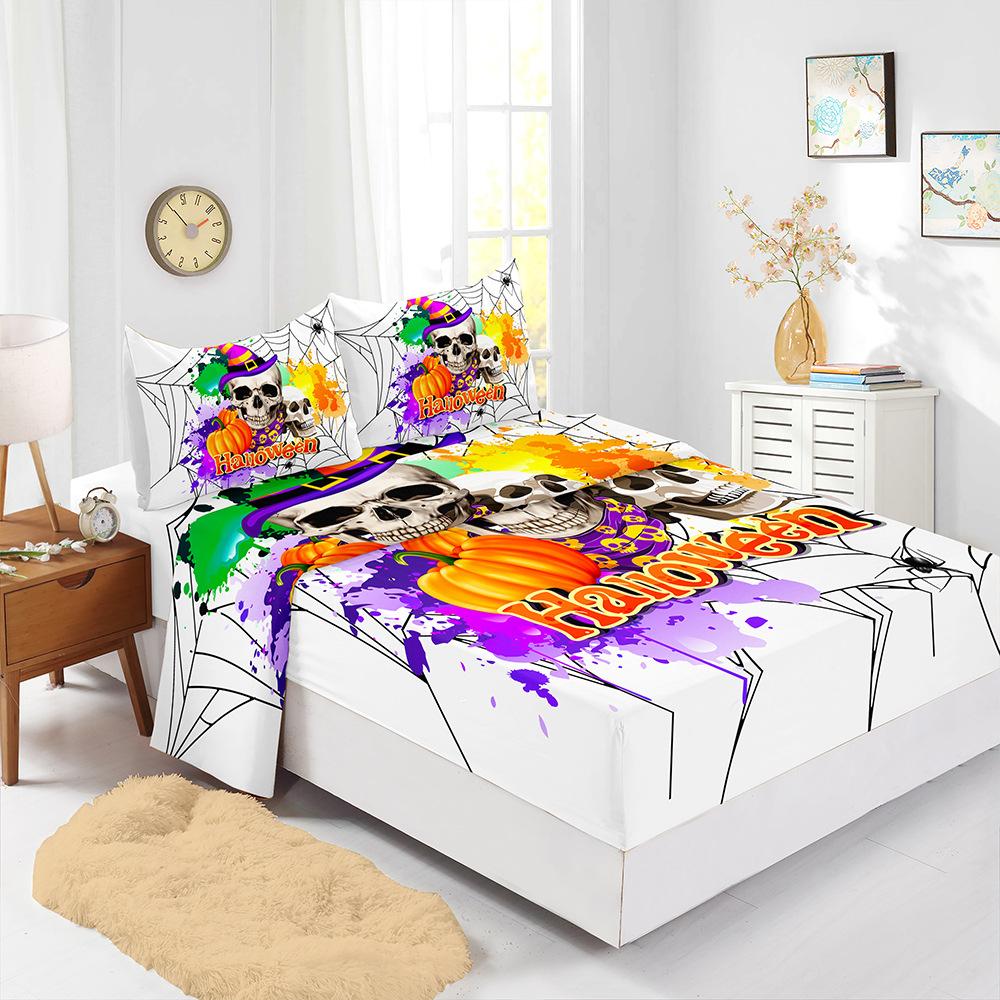Four-Piece Mattress Set 3D Digital Printing Mattress Protective Cover Halloween Mattress