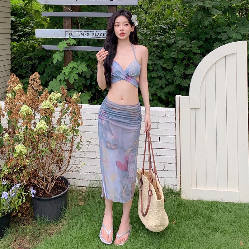 

Женский сексуальный комплект бикини из четырех предметов на 2025 год с юбкой и пуш-ап на косточках для эффекта похудения X-Large