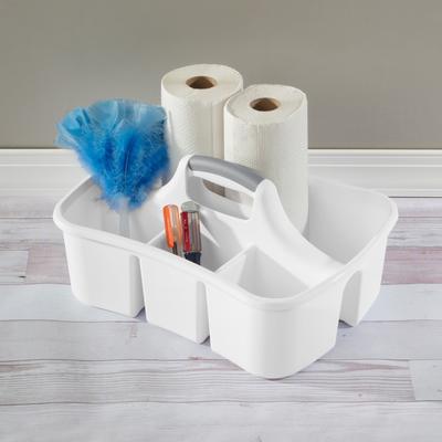 Divided Caddy Plastic Utility Storage Four Compartment Organizer Easy Carry Household Supply Holder Cleaning Basket