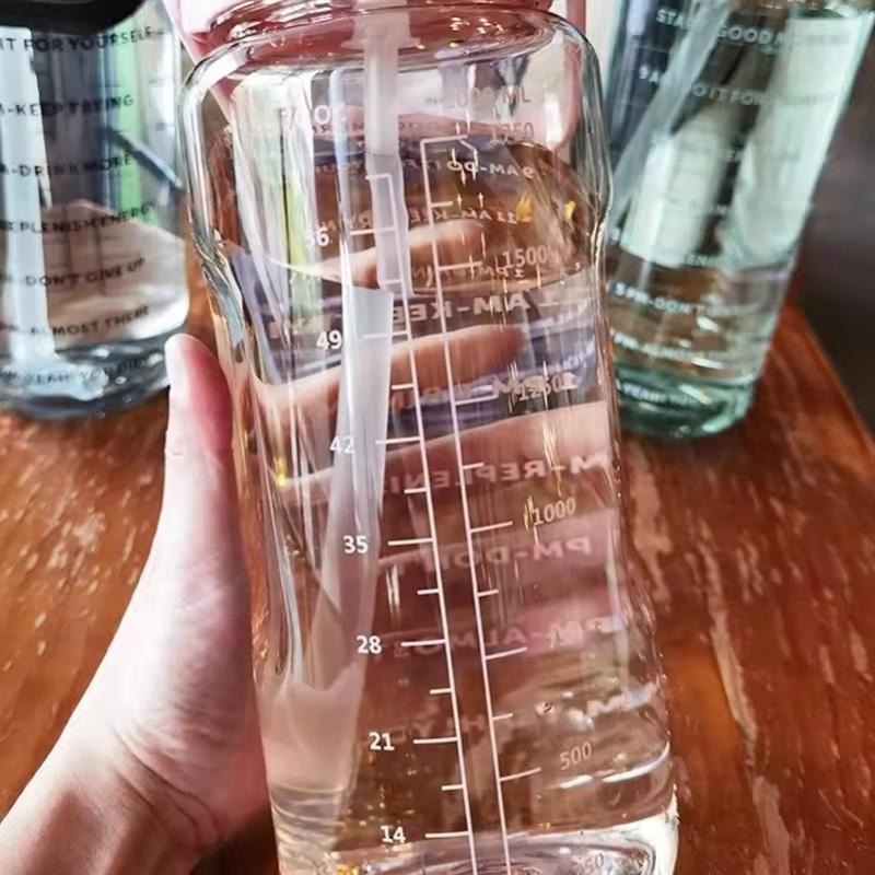 2 Liters Straw Plastic Water Bottle Large Portable Travel Bottle Sports Fitness Cup High Value Big Fat Cup Adult Universal