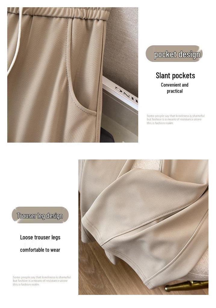 Plus Size Women's High Waist Ice Silk Straight Leg Pants - Summer Style, Loose Fit, Nine-Point Length