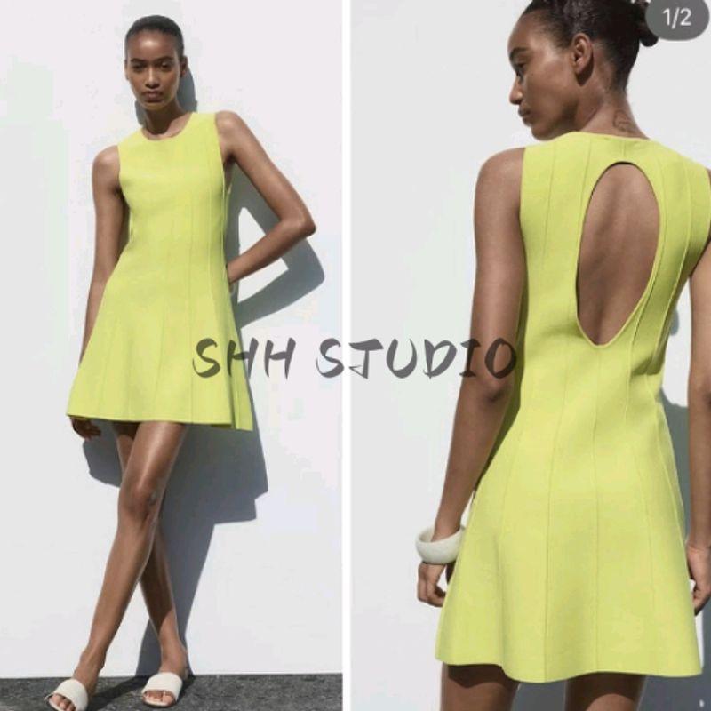 Summer New Product Women's Clothes Sexy Style Open Back Round Neck Sleeveless A- Line Wide Hem Knitting Short Sling Dress