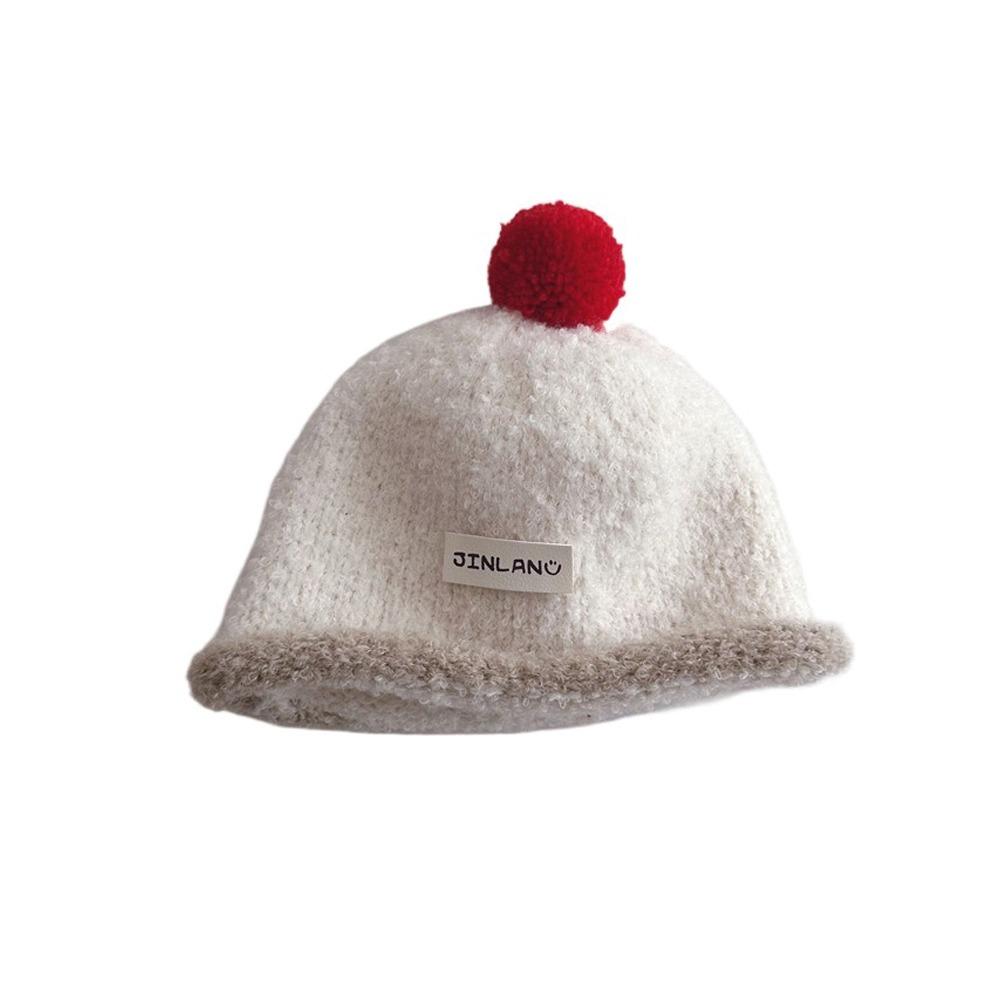 Cute Plush Ball Children Melon Caps Woolen Yarn Baby Knit Hat Korean Crochet Bonnet  Girls Boys