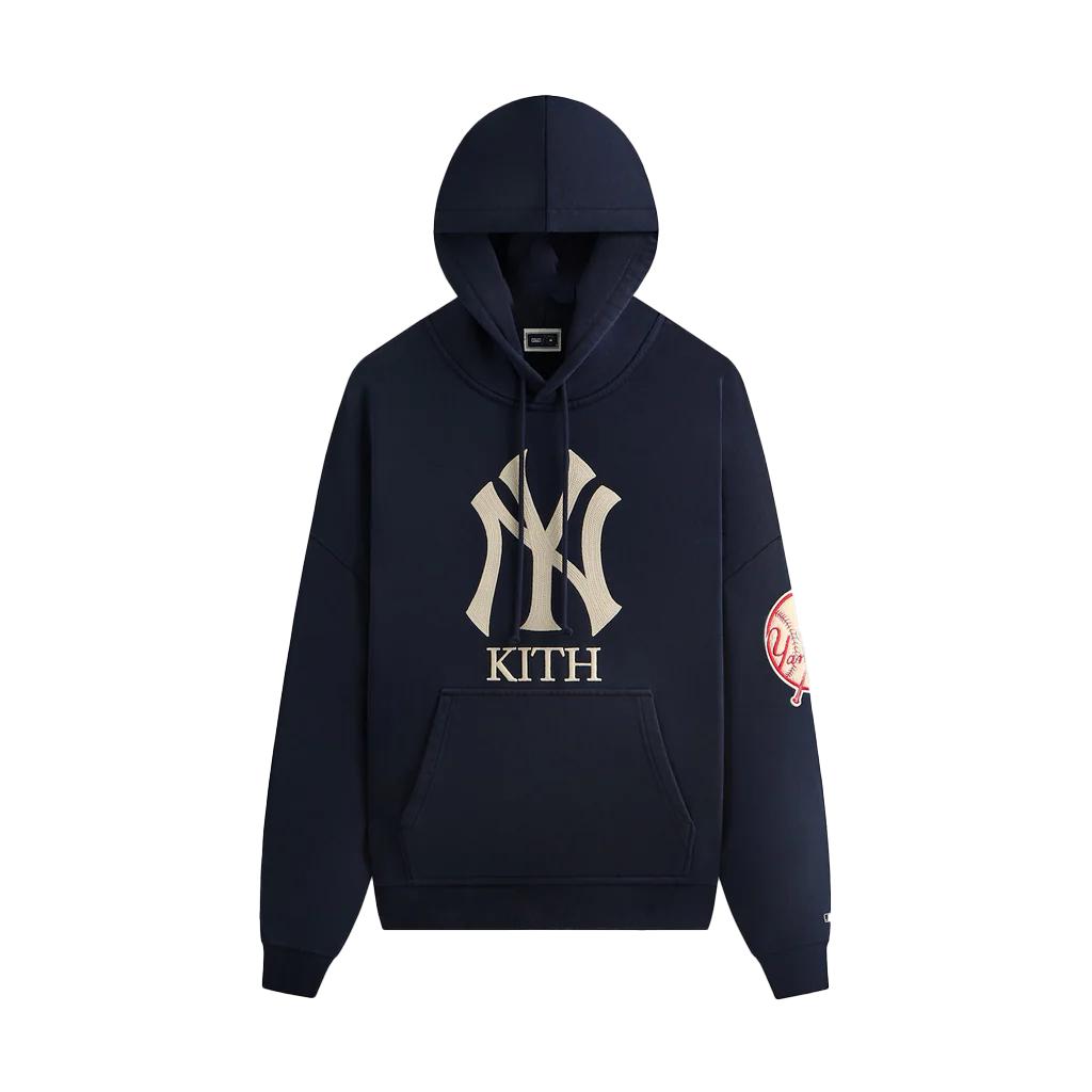 

Kith FW25 Плюсовый флис Укороченное худи Braxton Нью-Йорк Янкиз Худи с надписью Пуловер с длинным рукавом Толстовка Мужские худи KHM034063-413 M