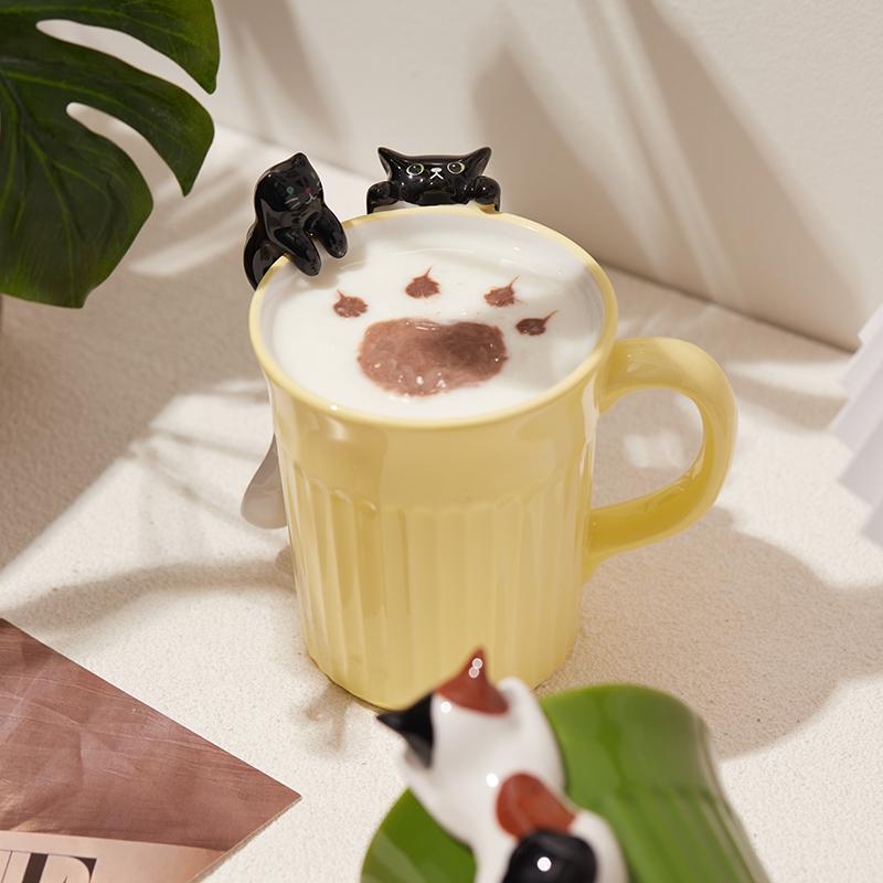 Japanese Ceramic Mug Cute Cat Coffee Cup Cute Cat Shape Design Niche Milk Cup Water Cup