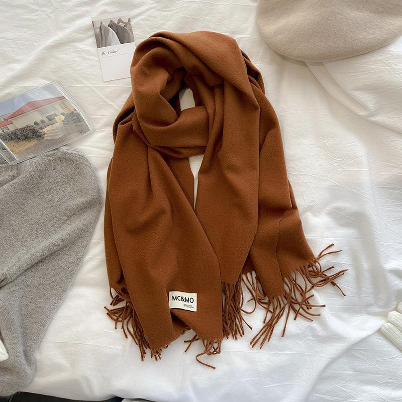 Solid color imitation cashmere scarf women's winter men's couple shawl dual-purpose warm long thickened