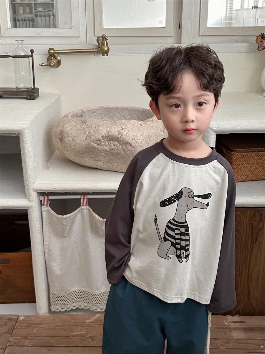 

Autumn 2024 Kids Raglan Sleeve T-shirt with Cartoon Print 80 cm белый