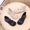 Girls Sandals Back Zipper Kids Roman Sandals Soild Color Versatile 2025 Summer New Children Princess Shoes Simple Bowtie Sweet
