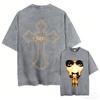 Rapper Tupac 2pac All Eyez On Me Cross Vintage Washed T Shirt Men Hip Hop Fashion Retro Tshirt Mens Casual Oversized Tshirts