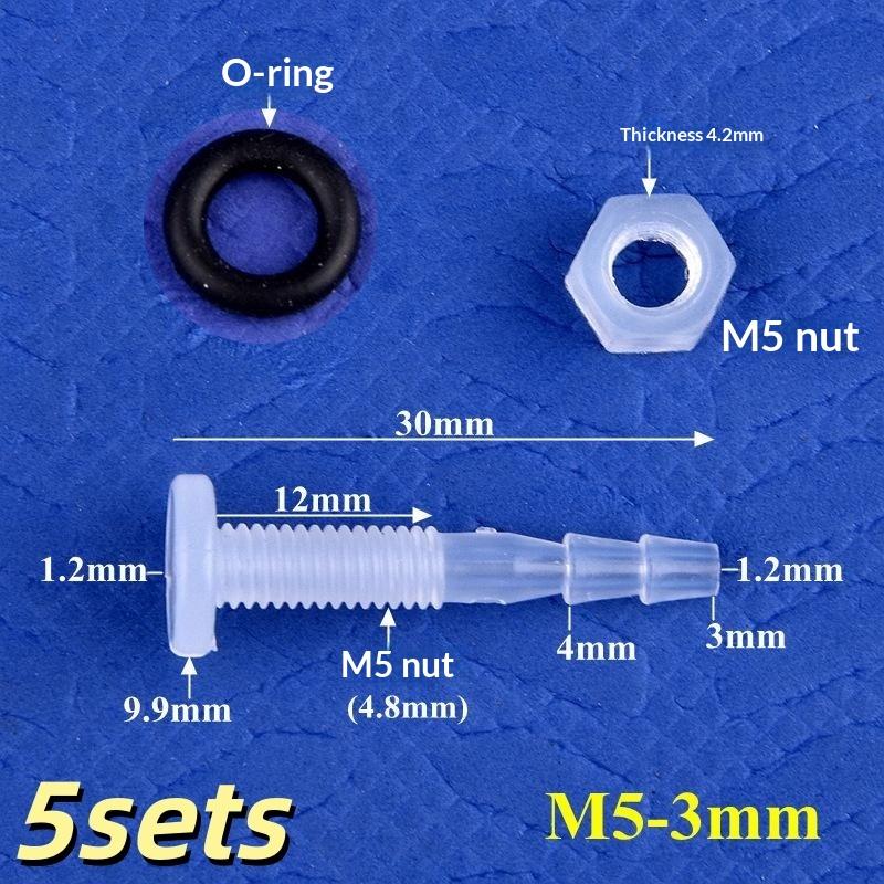 5 Sets M5-M16 Thread To 3-12Mm Aquarium Water Tank Inlet Outlet Joint Irrigation Hose Connectors Pp Straight Bulkhead Connector