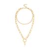 Double Thick Chain Geometric Circle Pendant Necklace, Fashionable Exaggerated Versatile Women's Necklace