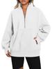  Women's Fleece Hoodie with Pockets, Half Zip, Loose Fit, Contrast Collar, Warm Lined