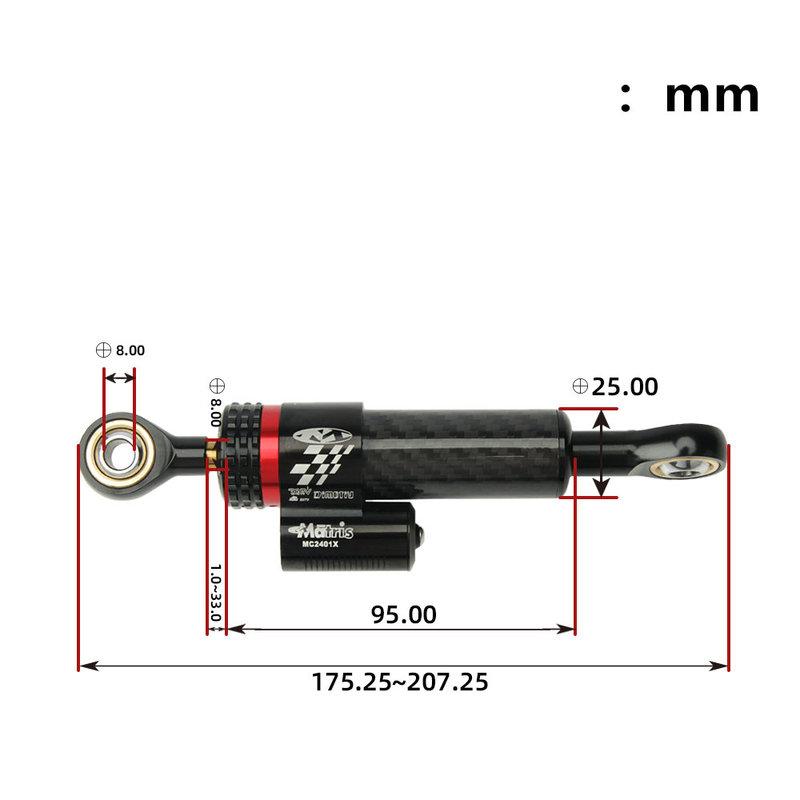 Motorcycle Adjustable Damper Steering Stabiliz 208mm short steering stabilizer Universal Carbon fiber texture Damper