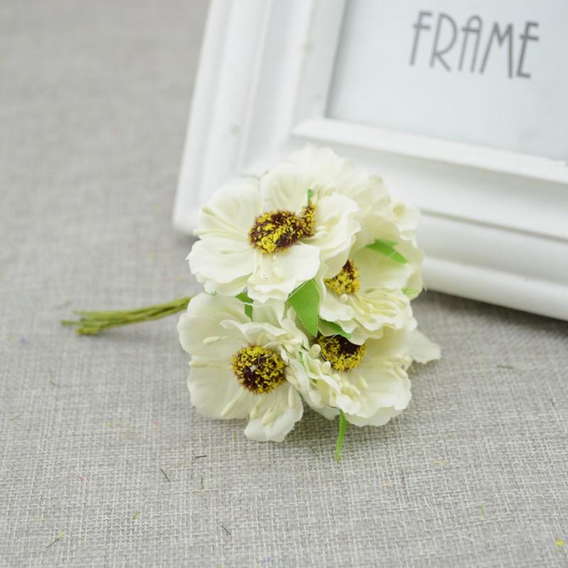 6pcs/lot Cherry Blossom Artificial Flowers Wedding Car Vase for Home Decoration Bride Bouquet Handmade Silk Plants